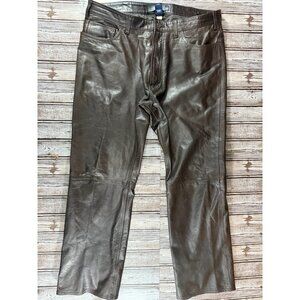Gap Boot Fit Leather Pants sz 38 x 30 color brown Y2K Vintage 2000